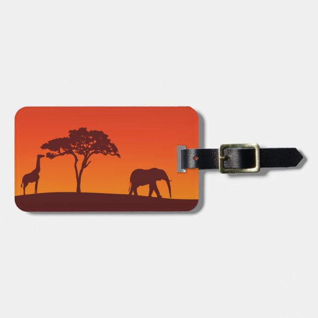 African Safari Silhouette - Luggage Tag (Front Horizontal)