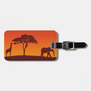 African Safari Silhouette - Luggage Tag