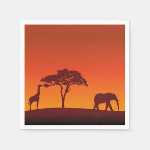 African Safari Silhouette - Paper Napkin