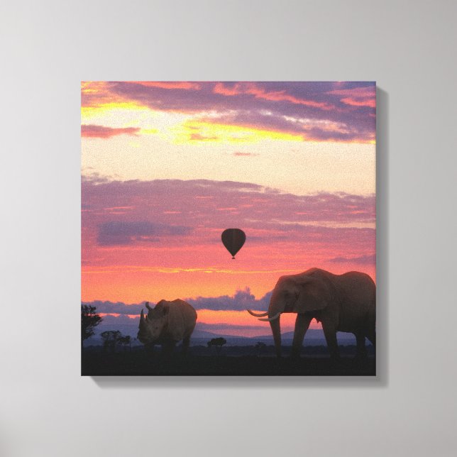 African Safari Sunset Animal Canvas Print (Front)