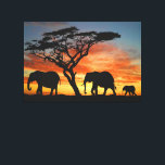 African Safari Sunset Elephant Silhouette Art Canvas Print<br><div class="desc">Beautiful contemporary photography of African sunset, and silhouette of tree and elephant. This design is for the lover of African nature, animals, wildlife, elephants, safari vacations or bright and vibrant summer colours. Classy and fashionable decor item for those who love decorating their master or children's bedroom, living or family room,...</div>