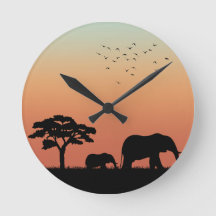 African Safari Sunset Elephant Silhouette