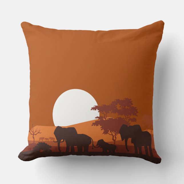 African Safari Sunset Pillow  Double-Sided  (Front)