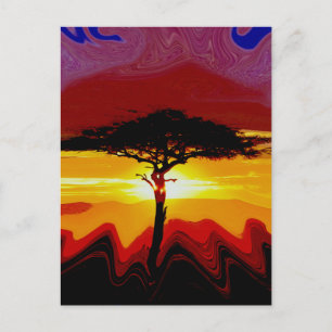 African Safari Sunset  Postcard