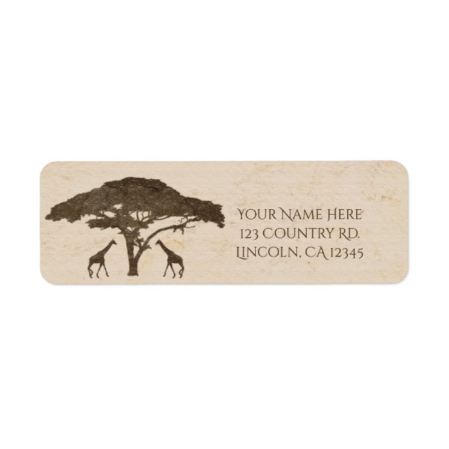 African Safari Two Giraffes & Tree Vintage Wedding (Front)