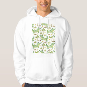 African Safari: Watercolor Crocodile & Palm Trees Hoodie
