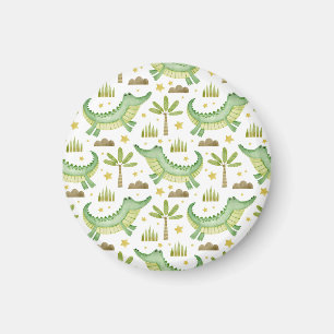 African Safari: Watercolor Crocodile & Palm Trees Magnet