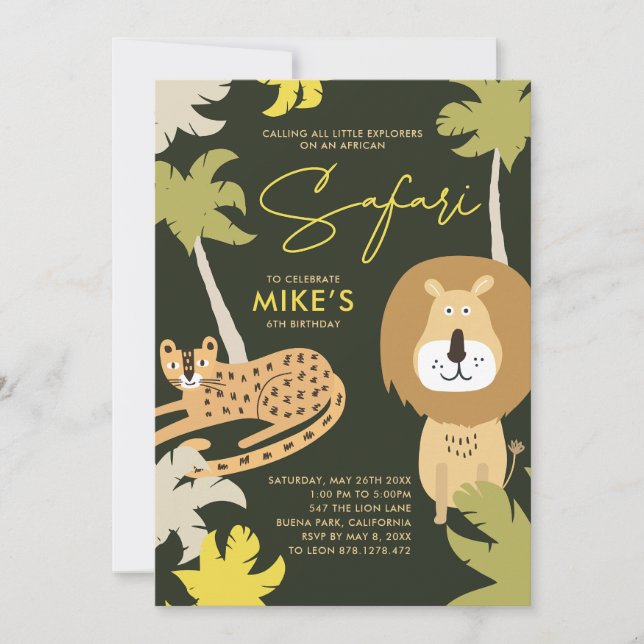 African Safari Wild Party Invitation (Front)