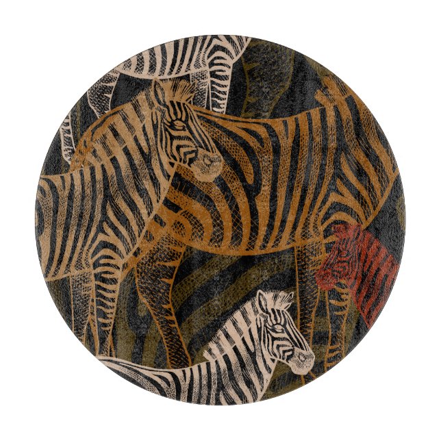 African Safari: Zebra Vintage Design Cutting Board (Front)