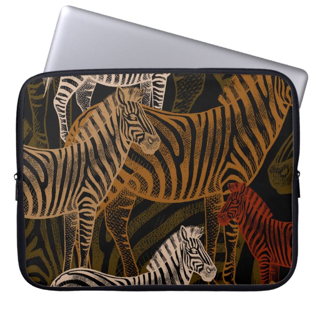 African Safari: Zebra Vintage Design Laptop Sleeve (Front)