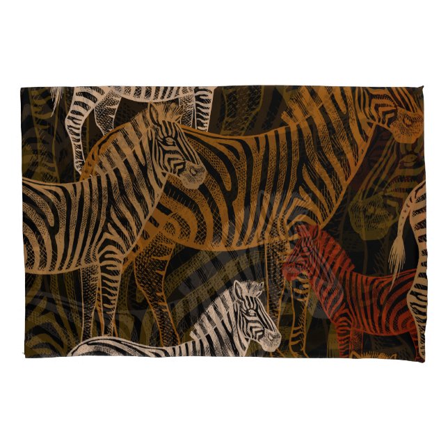 African Safari: Zebra Vintage Design Pillowcase (Front)