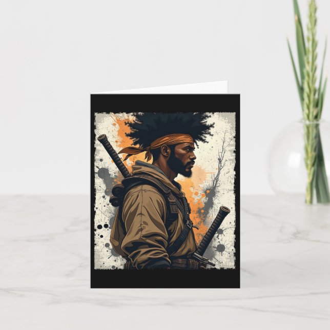 African Samurai Afro American Bushido Warrior Kata Card (Front)