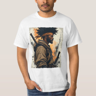 African Samurai Afro American Bushido Warrior Kata T-Shirt