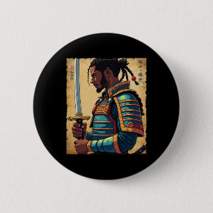 African Samurai Vintage Afro American Bushido Warr 6 Cm Round Badge