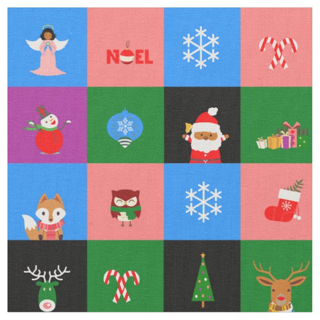 african santa claus colorblock fabric (Close Up)