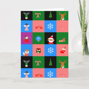 african santa claus colorblock holiday card