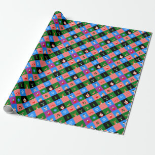 african santa claus colorblock wrapping paper