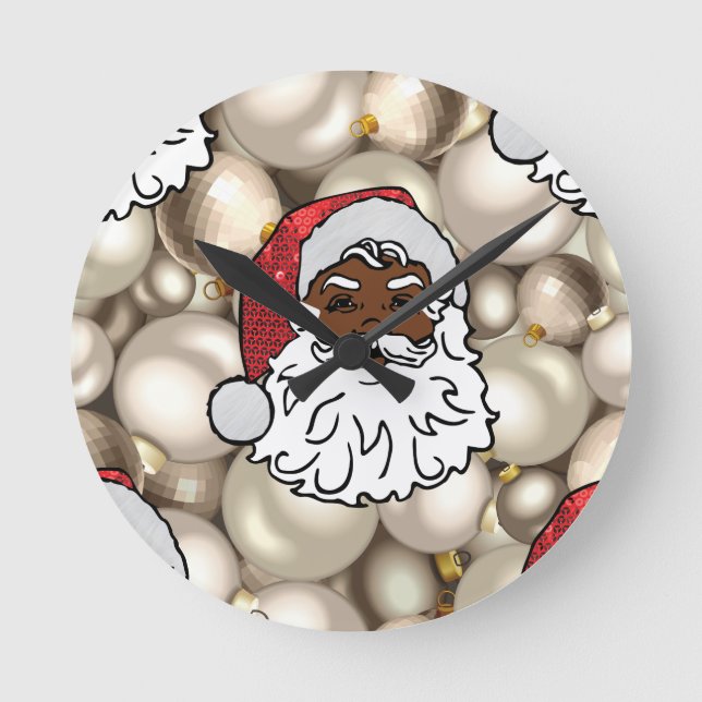african santa claus round clock (Front)