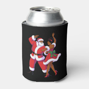 African Santa Dancing Christmas Holiday Xmas Can Cooler