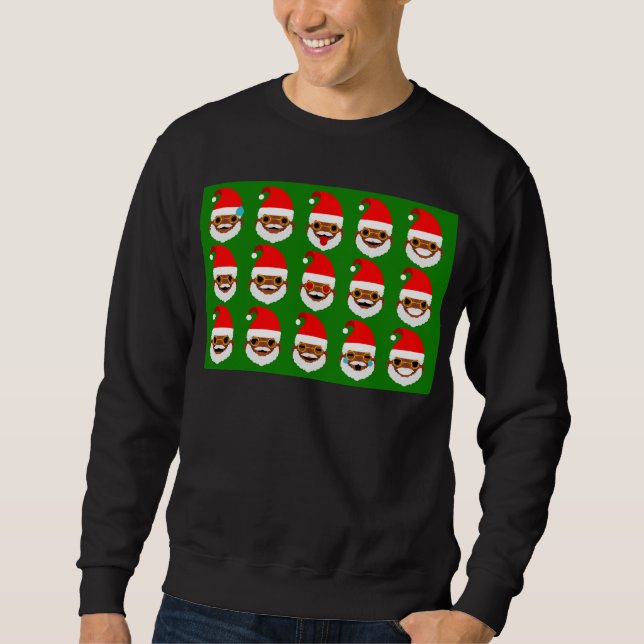 african santa emoji emoticons sweatshirt (Front)