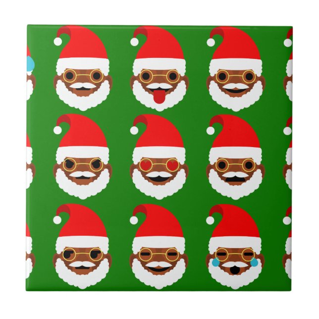 african santa emoji emoticons tile (Front)