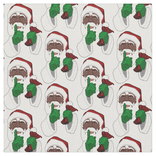 African Santa Fabric Black Santa Christmas Fabrics (Close Up)