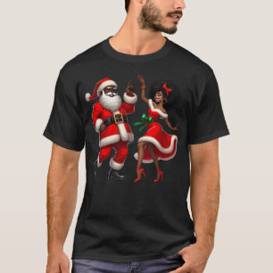 African Santa Mrs Claus Dancing African American C T-Shirt