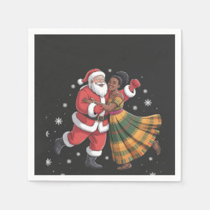 African Santa Mrs Claus Dancing African American   Napkin