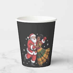 African Santa Mrs Claus Dancing African American   Paper Cups