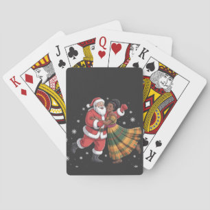 African Santa Mrs Claus Dancing African American   Playing Cards