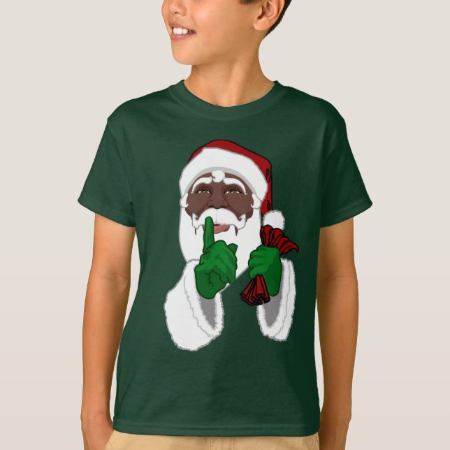 African Santa Shirt Kid's Black Santa T-Shirts (Front)