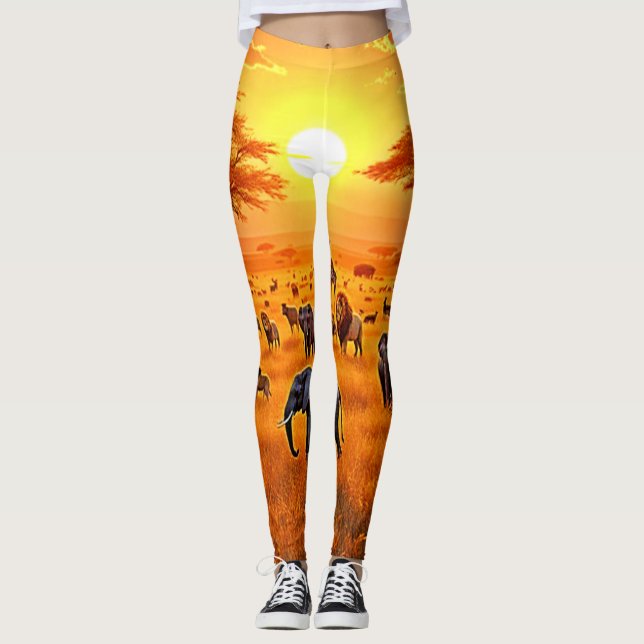 African Savanna Sunset Art Leggings (Front)