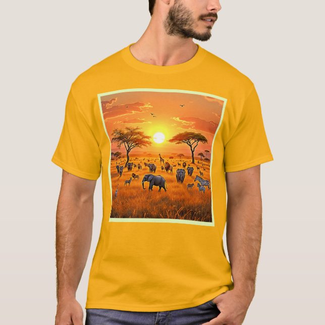 African Savanna Sunset Art T-Shirt (Front)
