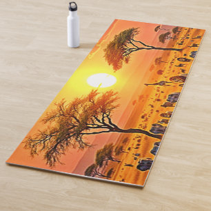 African Savanna Sunset Art Yoga Mat