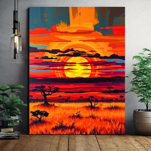 African Savanna Sunset Wall Art – Bold Landscape