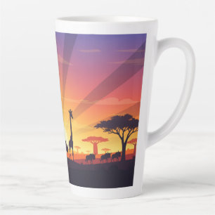 African Savanna Wildlife Sunset Scenic Speciality Latte Mug