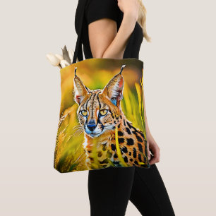 African Savannah Serval Wildcat Look Design Tote Bag