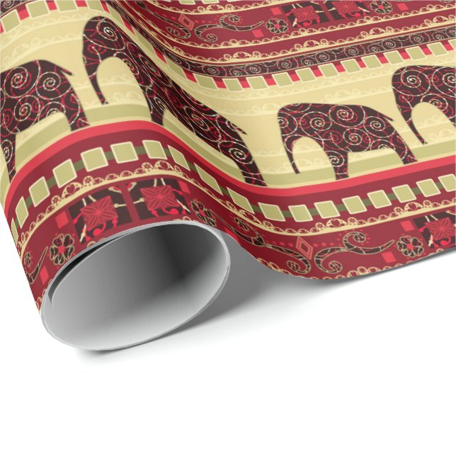 African seamless ethno traditional elephant triabl wrapping paper (Roll Corner)