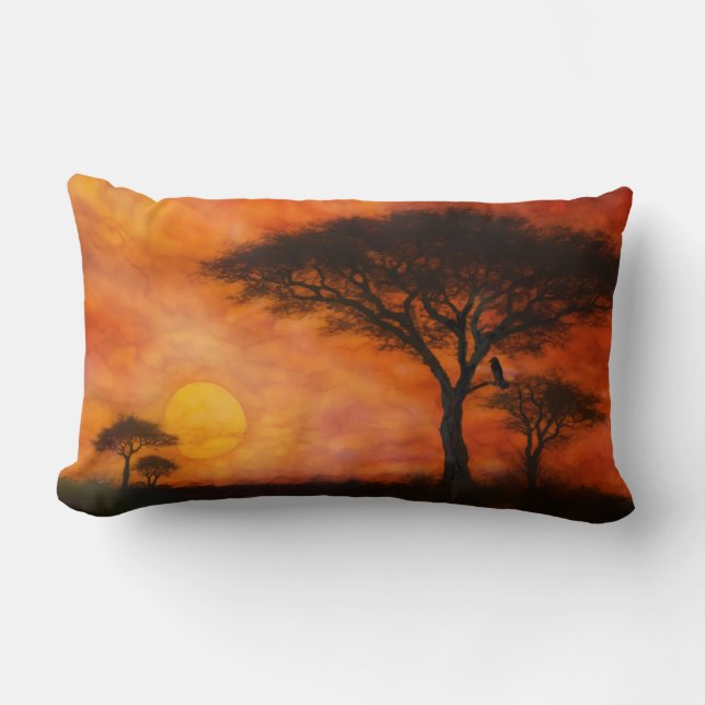 African Serengheti Sunset - Alcohol ink art Lumbar Cushion (Front)