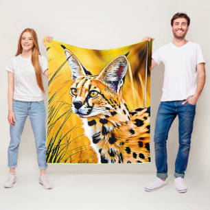 African Serval Art Fleece Blanket
