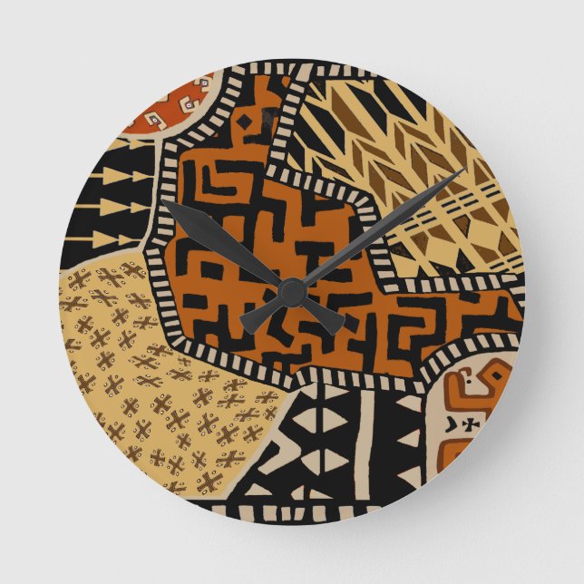 African Shaman Earth Spirits Round Clock (Front)