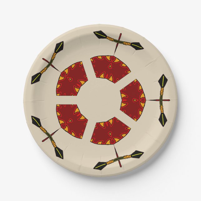 African Shield and Spear Pattern Paper Plate (Front)