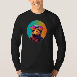 African Side Necked Turtle Wearing Sunglasses Retr T-Shirt