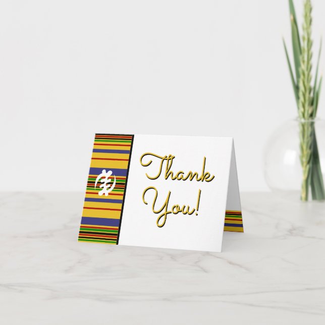African Stripes from Kente AK01 with Gye Nyame Thank You Card (Front)