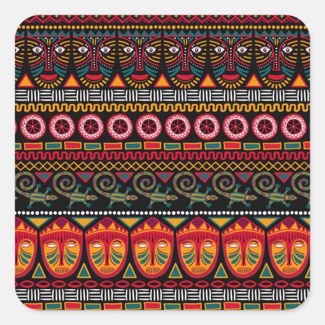 African Style: Decorative Pattern Delight. Square Sticker (Front)