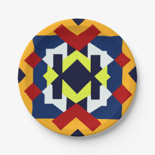 African Style Geometric Pattern  Paper Plate