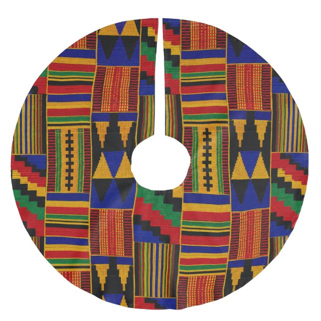 African Style Kente Cloth Brushed Polyester Tree Skirt (Front)