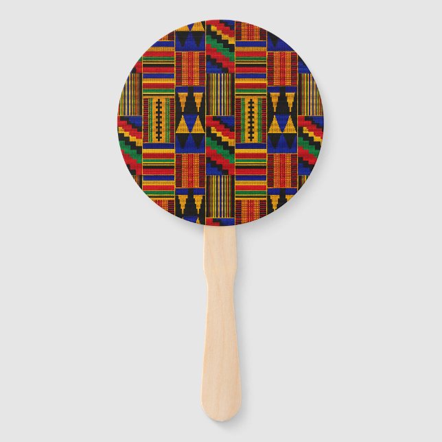 African Style Kente Cloth Hand Fan (Front)