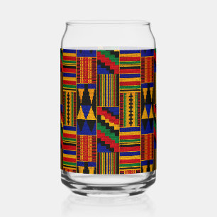 African Style Kente Cloth Pattern Can Glass