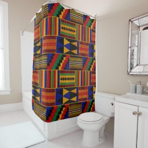 African Style Kente Cloth Pattern Shower Curtain